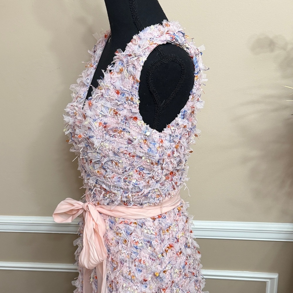 Elegant Pink Feather Mesh
Dress with Bow - Picture 9 of 13